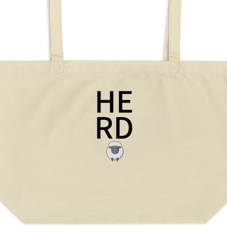 Stacked Herd with Sheep X-Large Tote/Shopping Bag - Oyster