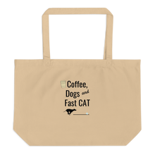 Load image into Gallery viewer, Coffee, Dogs &amp; Fast CAT X-Large Tote/ Shopping Bags
