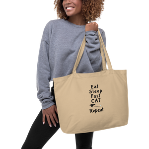 Eat Sleep Fast CAT Repeat X-Large Tote/ Shopping Bags