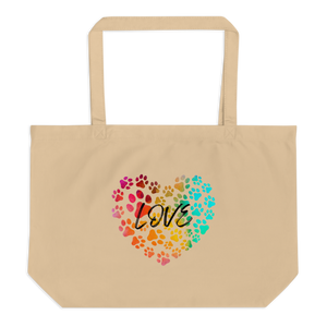 Love in Dog Paw Prints Heart X-Large Tote Bags