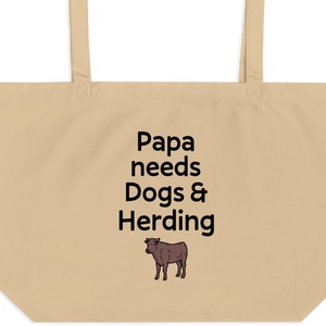 Papa Needs Dogs & Cattle Herding X-Large Tote/ Shopping Bags