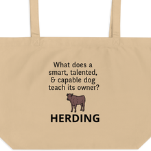 Load image into Gallery viewer, Dog Teaches It&#39;s Owner Cattle Herding X-Large Tote/ Shopping Bags
