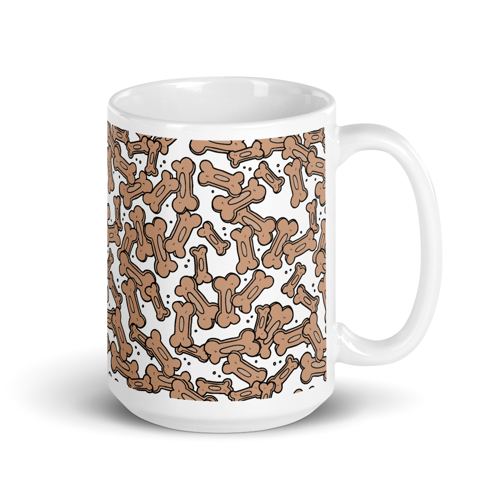 Allover Brown Bones Dog Mug