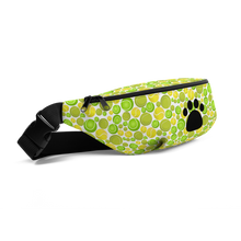 Load image into Gallery viewer, Allover Multi-Colored Tennis Balls &amp; Paw Dog Fanny Pack
