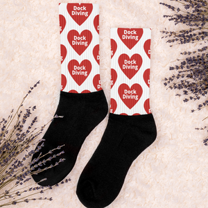 Allover Dock Diving in Hearts Socks-White