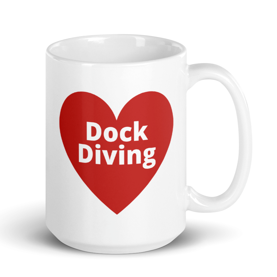 Dock Diving in Heart Mug