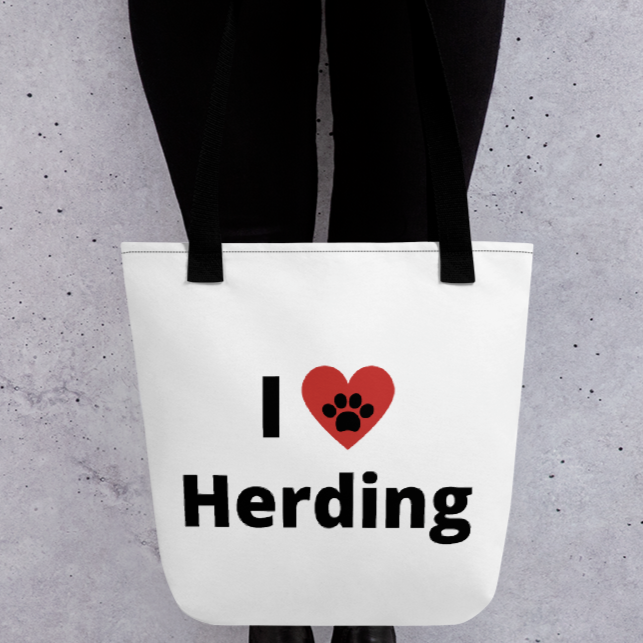 I Heart Herding Tote Bag-White