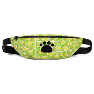 Allover Multi-Colored Tennis Balls & Paw Dog Fanny Pack