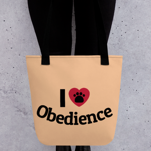I Heart Obedience Tote Bag-Tan