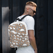 Load image into Gallery viewer, Allover Brown Bones Dog Backpack-White
