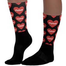 Load image into Gallery viewer, Allover Flyball in Hearts Socks-Black
