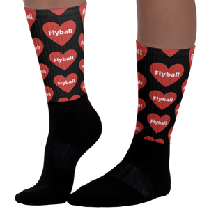 Allover Flyball in Hearts Socks-Black