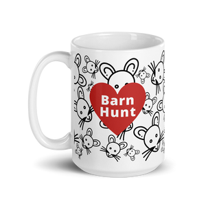 Allover Rat's Heads & Barn Hunt in Heart Mug