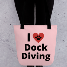 Load image into Gallery viewer, I Heart w/ Paw Dock Diving Tote Bag-Lt. Pink
