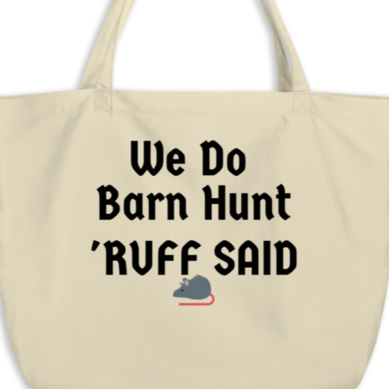 Ruff Barn Hunt w/ Rat X-Large Tote/Shopping Bag-Oyster