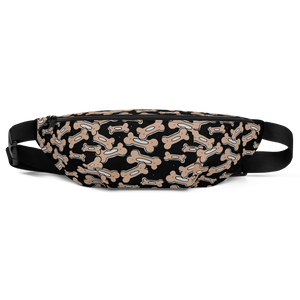 Allover Brown Bones Dog Fanny Pack-Black