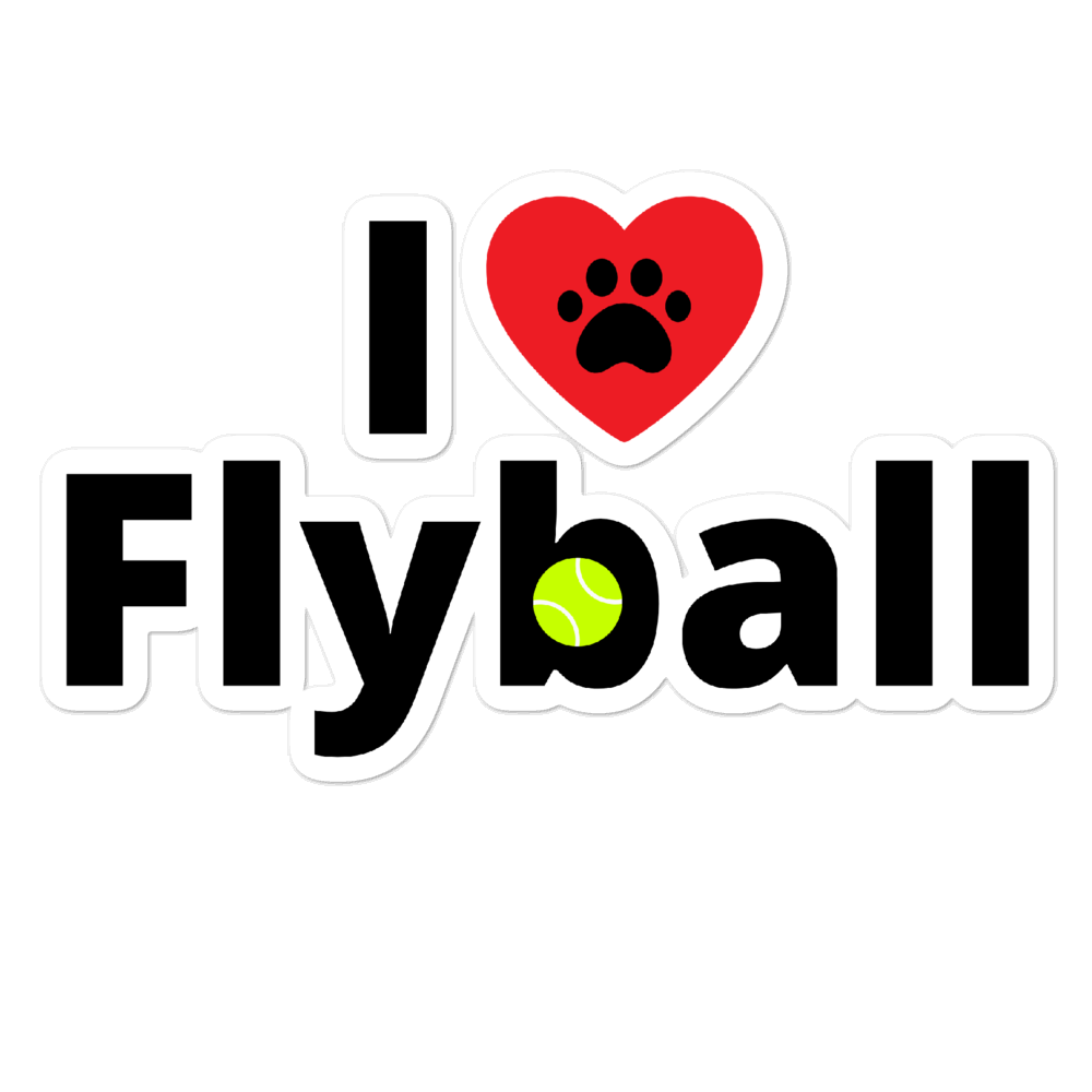 I Heart Flyball w/ Tennis Ball Sticker-5.5x5.5