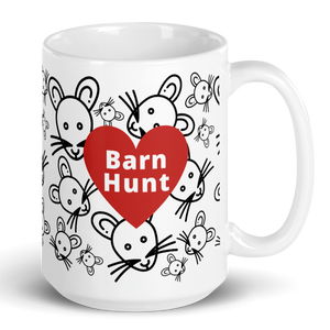 Allover Rat's Heads & Barn Hunt in Heart Mug