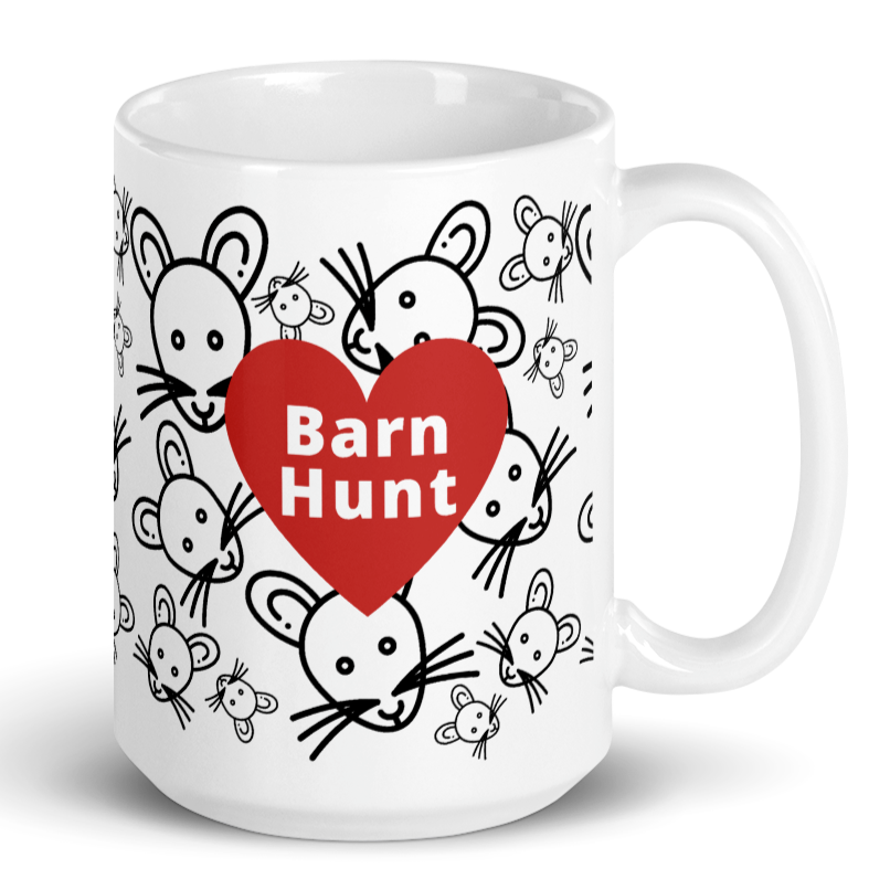 Allover Rat's Heads & Barn Hunt in Heart Mug