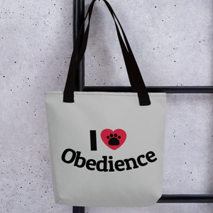 I Heart Obedience Tote Bag-Grey