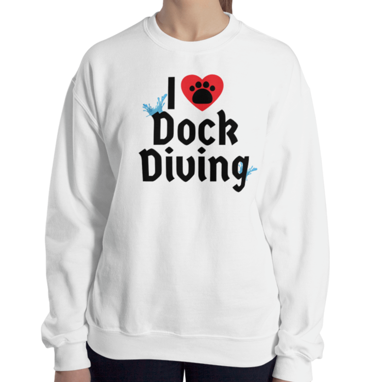 I Heart w/ Paw Dock Diving Sweatshirts - Light