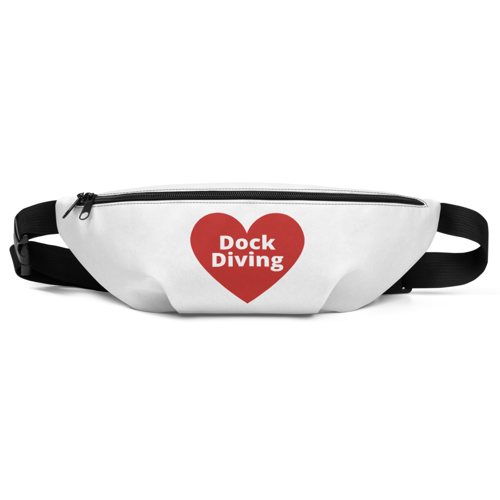 Dock Diving in Heart Fanny Pack-White