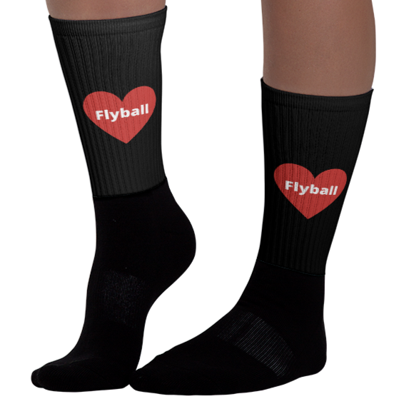 Flyball in Heart Socks-Black