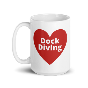 Dock Diving in Heart Mug