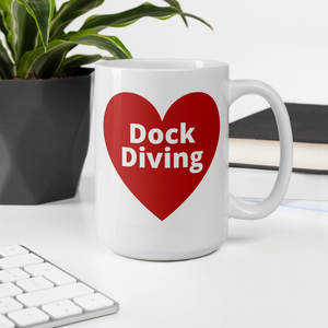 Dock Diving in Heart Mug