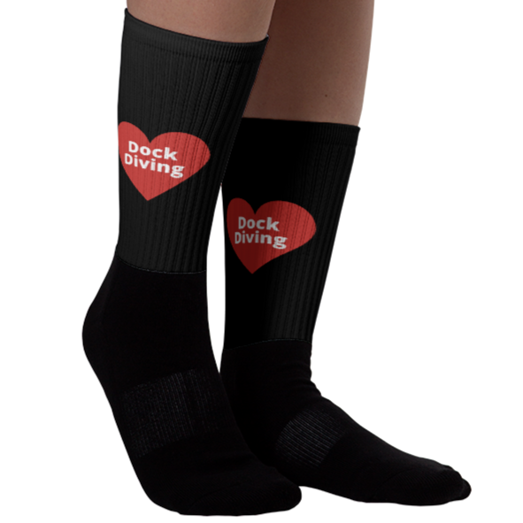 Dock Diving in Heart Socks-Black