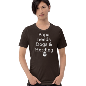 Papa Needs Dogs & Herding with Sheep T-Shirts - Dark