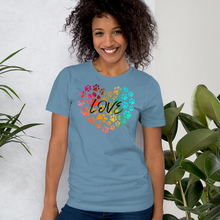 Load image into Gallery viewer, Love in Dog Paw Prints Heart T-Shirt - Light
