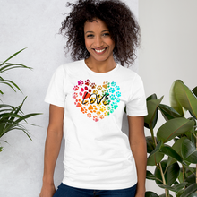 Load image into Gallery viewer, Love in Dog Paw Prints Heart T-Shirt - Light
