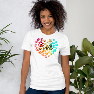 Love in Dog Paw Prints Heart T-Shirt - Light