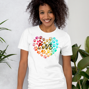 Love in Dog Paw Prints Heart T-Shirt - Light