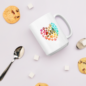 Love in Dog Paw Prints Heart Mug